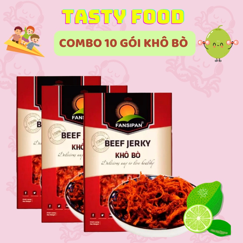 Khô bò sợi Fansipan gói 50g, bò khô sợi loại đặc biệt siêu ngon đặc sản Tasty Food
