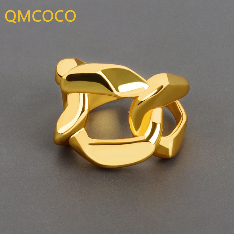 Nhẫn Hở Bản Rộng Phối Dây Xích Điều Chỉnh Được Phong Cách Hip Hop Hàn Quốc Cho Nữ