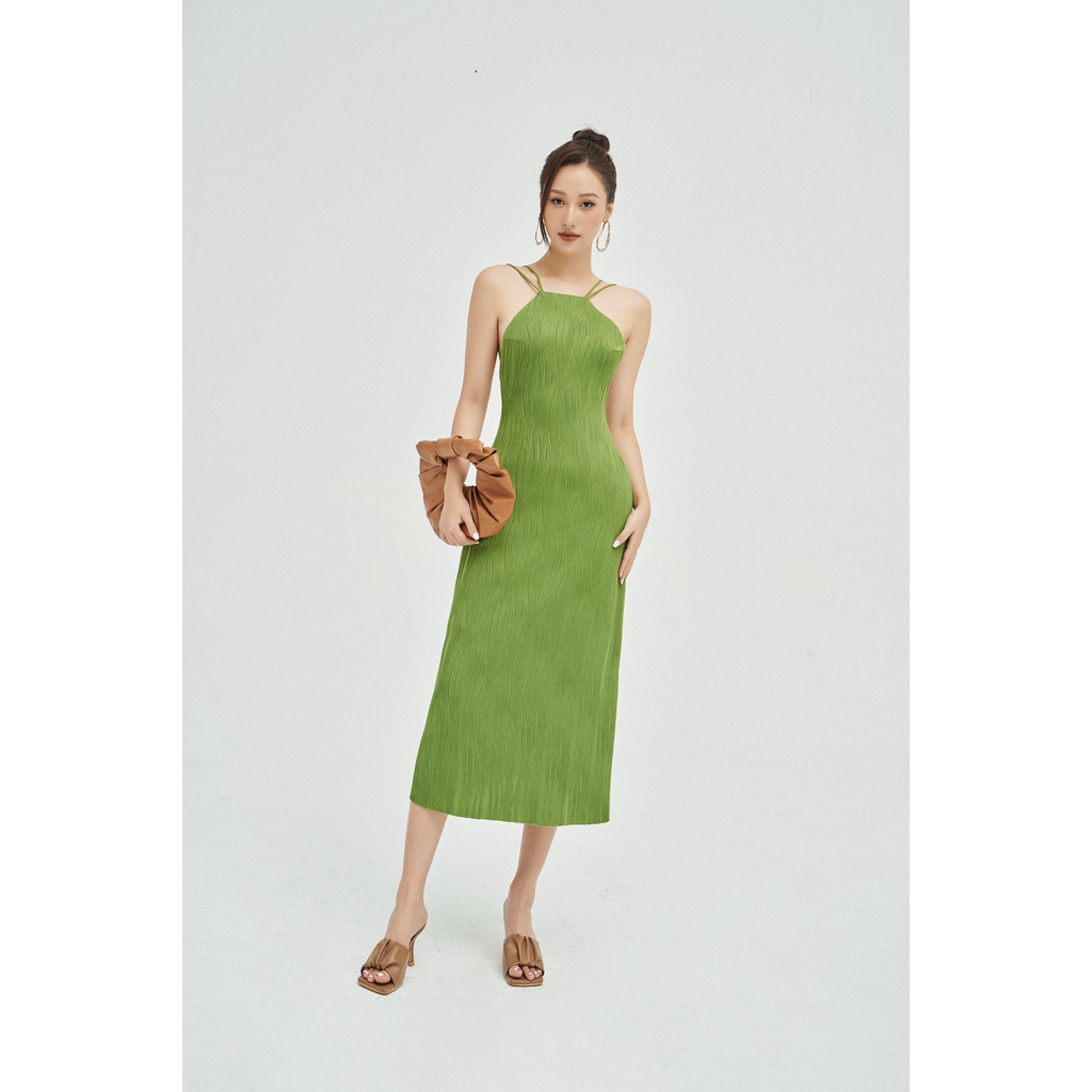 MOLLYNISTA - Đầm Lita yếm thun gân hở lưng quyến rũ nữ tính thiết kế cao cấp đi chơi đi tiệc gợi cảm