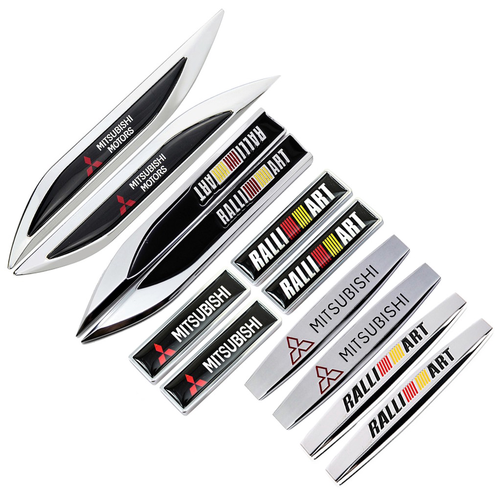 Set 2 miếng dán trang trí xe hơi logo Ralliart Mitsubishi cho Mitsubishi ASX Lancer Pajero Eclipse Montero EVO