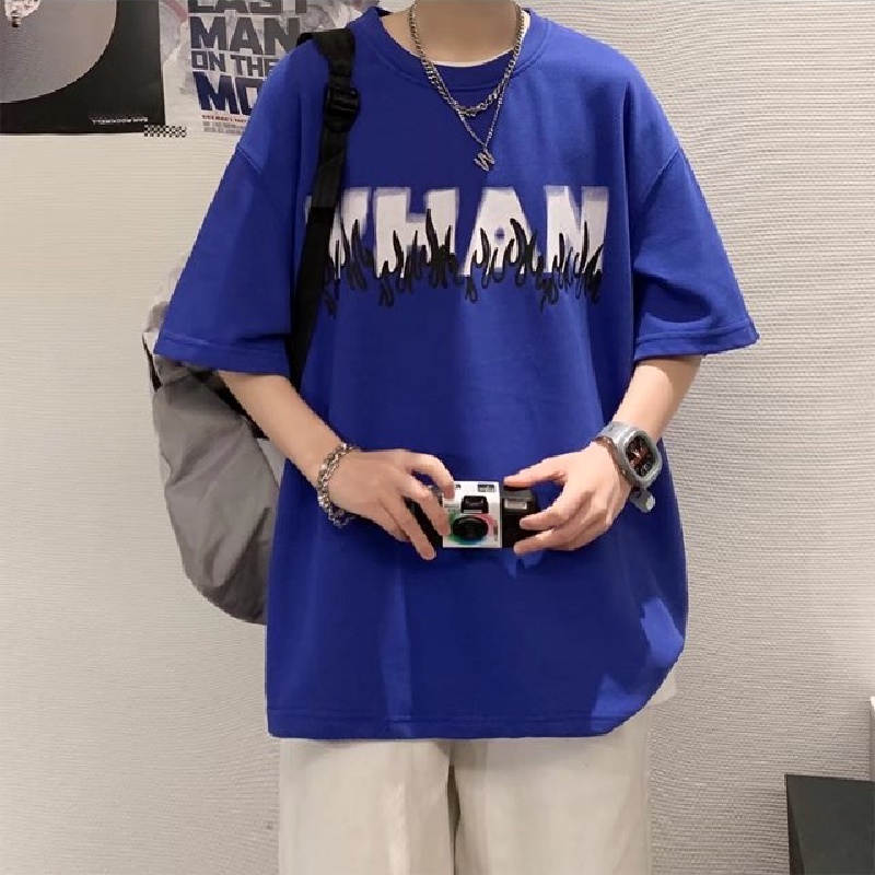 Áo Thun Tay Ngắn Cổ Tròn Dáng Rộng In Chữ Thời Trang Mùa Hè Phong Cách Nhật Bản Cho Nam Giới [M-8XL]