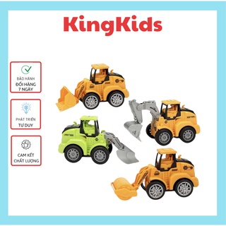 Đồ chơi xe công trình xây dựng mini máy cẩu xúc ủi lu đáng yêu cho bé KingKids