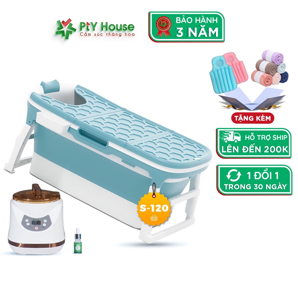 Compo Bồn Tắm Gấp Gọn PTY HOUSE, Kích Thước 117cm Và Máy Xông Hơi Cao Cấp PTY HOUSE, Tắm Xông Hơi Thư Giãn - Bảo Hành 3