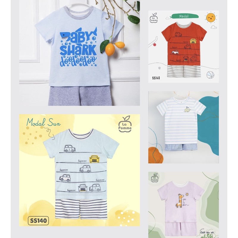 [Lapomme] Bộ cộc baby shark cotton siêu mát cho bé yêu