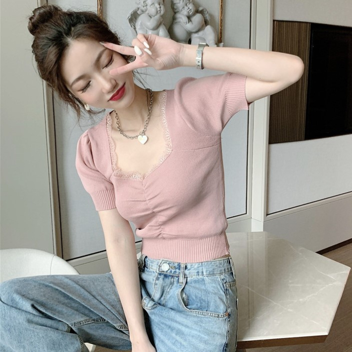 Áo lửng tay ngắn phong cách Hàn Quốc thời trang dành cho nữ | BigBuy360 - bigbuy360.vn