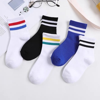 Set 5 Đôi Tất Nữ Cổ Cao In Kẻ Sọc TK01