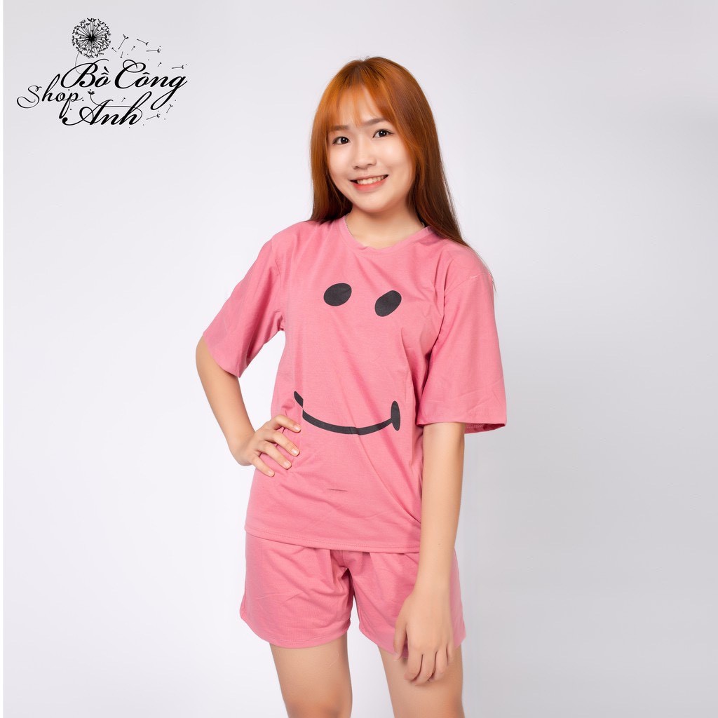 [Mã WASKT410K giảm 10K đơn 50K] Đồ bộ mặc nhà quần đùi áo in mặt cười dễ thương | BigBuy360 - bigbuy360.vn
