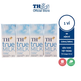 Vỉ 4 Hộp Sữa Tươi Tiệt Trùng TH True Milk