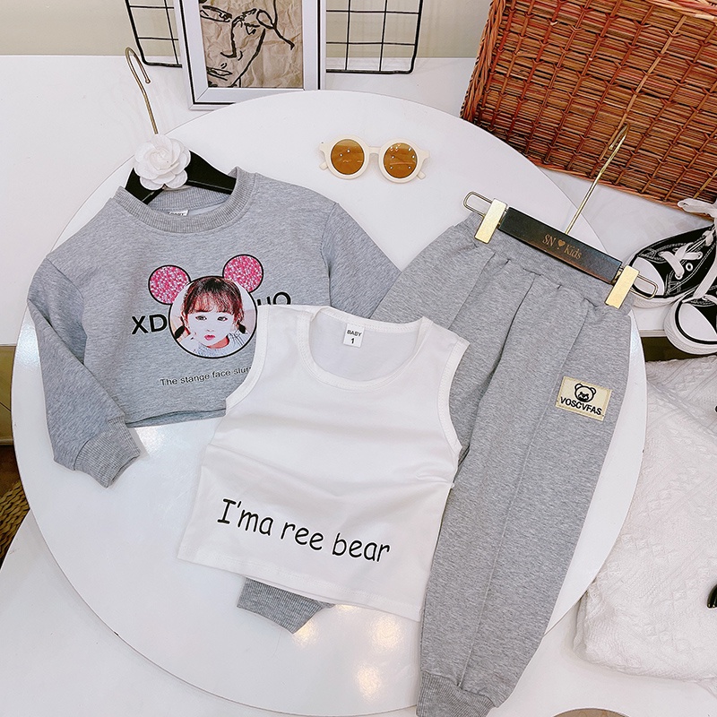 ĐỒ BỘ THU ĐÔNG BÉ GÁI BEE BEAR CHẤT DA CÁ QUẢNG CHÂU LOẠI 1 ĐỘC ĐÁO HOT NHẤT THU 2021 SIZE 11-22KG - CÓ ÁO LÓT