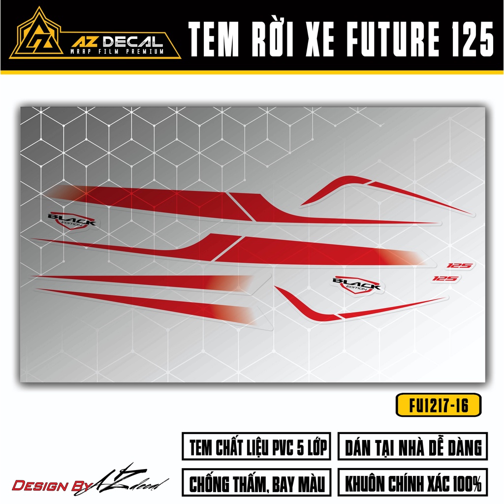 Team Decal Future FI 125 Đời 2012 - 2022 Mẫu Tem Chỉ Tinh Tế | FU-16 | Tem Dán Xe Future Màu Đỏ Trắng Đỏ Đen Đẹp
