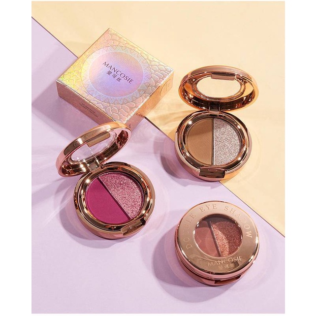 [Hàng mới về] Bảng phấn mắt hai màu lì và ánh nhũ kết hợp trang điểm thời thượng