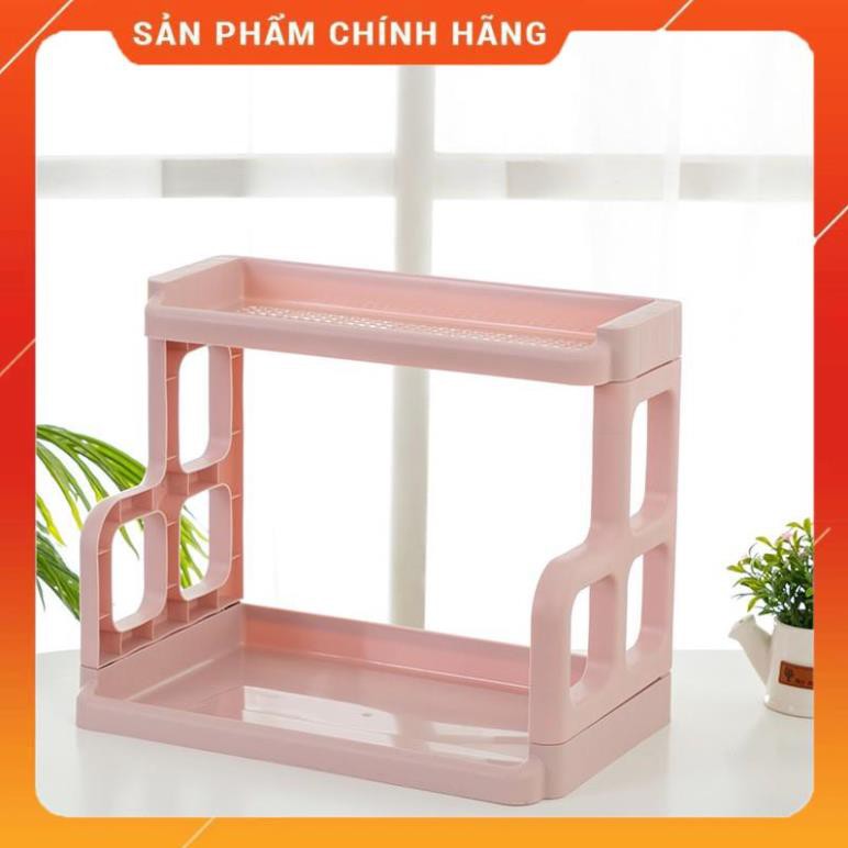 CHÍNH HÃNG -  Kệ chữ nhật đựng gia vị nhựa 2 tầng để đồ đa năng ,đựng gia vị trong tủ bếp,để đồ phòng tắm 0460