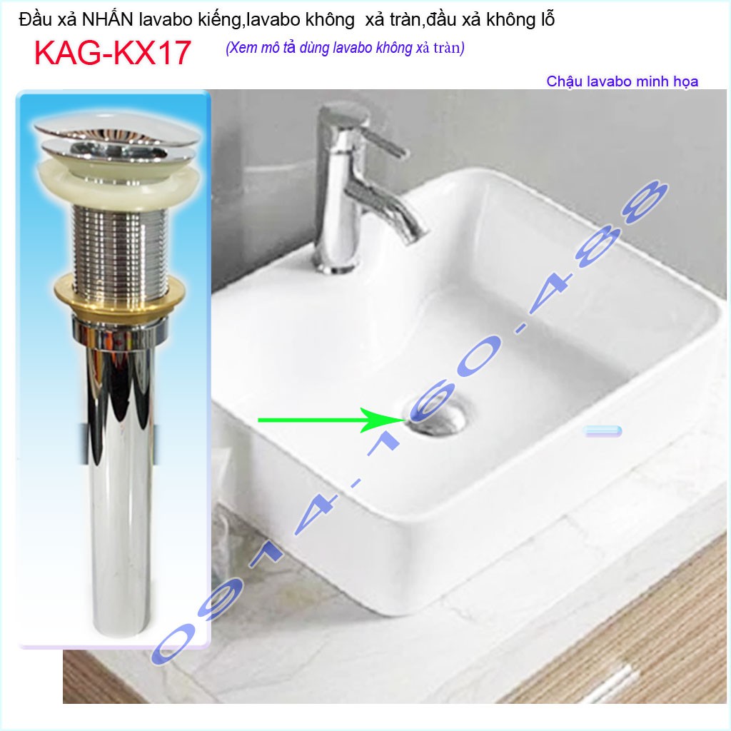 Ống xả ấn tay lavabo KAG-KX21 , đầu xả nhấn chậu rửa mặt inox dày thoát nước nhanh sử dụng tốt