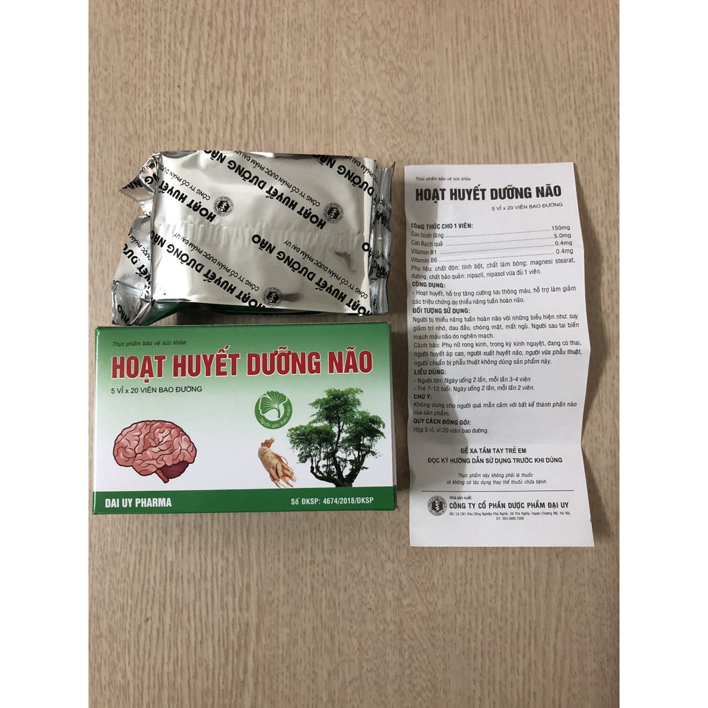 (Hàng chuẩn) HOẠT HUYẾT DƯỠNG NÃO bao đường Đại Uy - Bổ não - cải thiện - tăng cường trí nhớ (Date mới nhất)