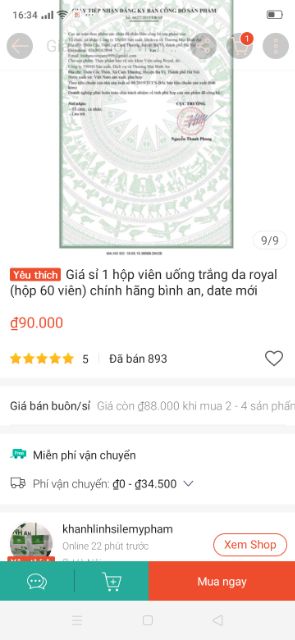 Sỉ 1 hộp viên uống trắng da Royal, chính hãng Bình An, hộp 60 viên | BigBuy360 - bigbuy360.vn