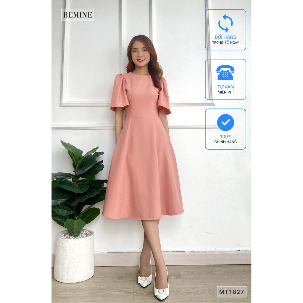 Đầm thanh lịch tay cánh tiên BEMINE MT1827HONG