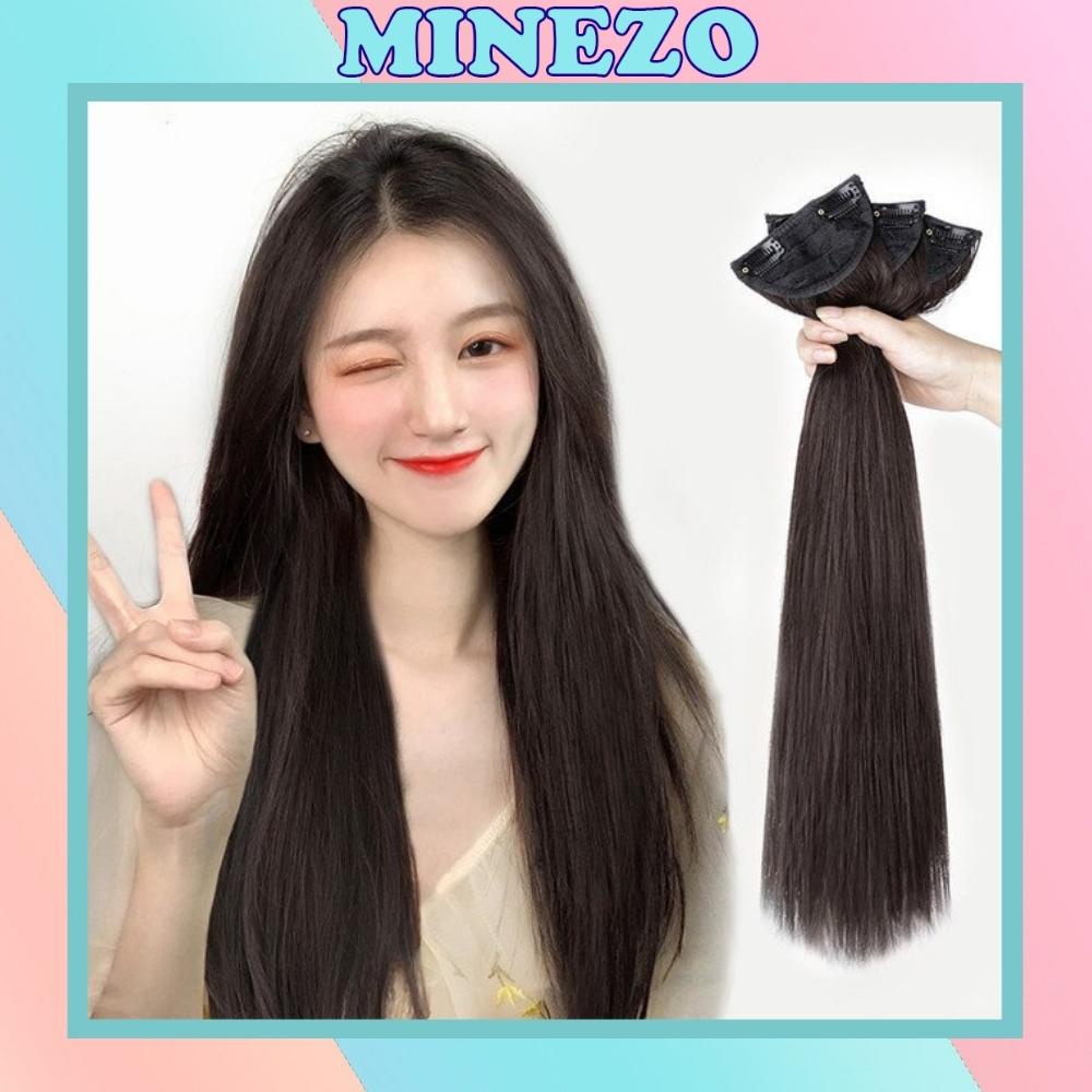 Set 3 dải tóc giả thẳng dài Minezo tóc giả kẹp phím cao cấp bồng bềnh TG19
