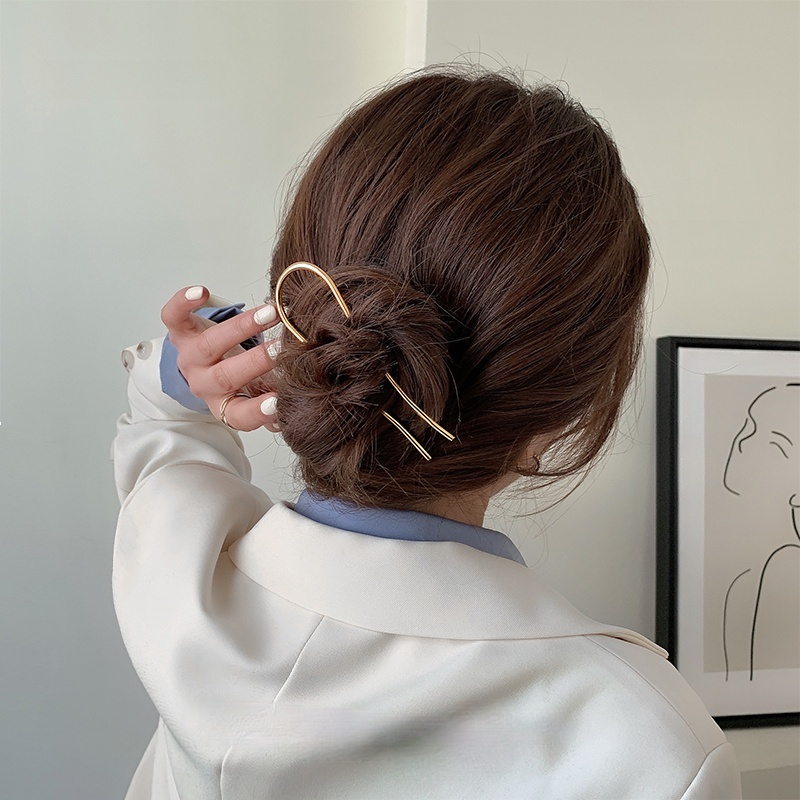 1 Kẹp Tóc Kim Loại Hình Chữ U Đơn Giản Thời Trang Cho Nữ