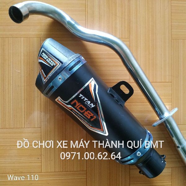 Pô độ Nobi 2 nòng Wave 110 Wave RSX kèm cổ inox - Pô Wave 110