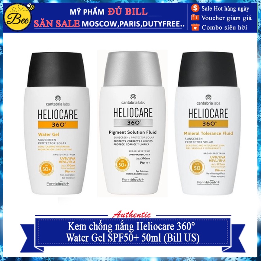 Kem chống nắng Heliocare 360° Water Gel SPF50+ 50ml (Bill US)
