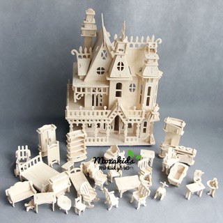Đồ chơi lắp ráp gỗ 3D Mô hình Mô hình Lâu Đài Dream Villa - Tặng kèm đèn LED USB trang trí