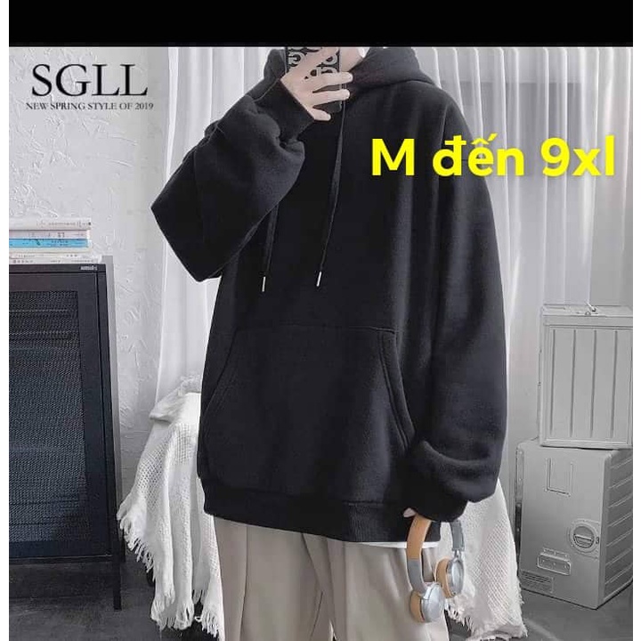 Ao Hoodie nỉ nam nữ trơn (có bigsize 150kg) form rộng, mũ to