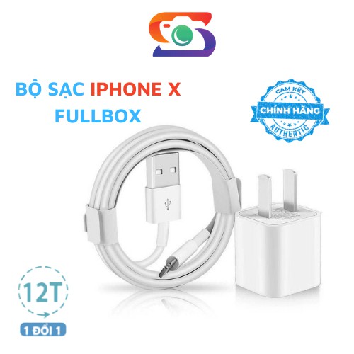 Bộ Sạc Iphone X [FULLBOX] 5V Chuẩn Zin Dành Cho IP 6/7/8/6plus/7plus/8plus/X/XR/Ipod/Airpods/i11/i12 Bảo Hành 12 Tháng