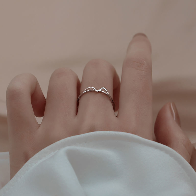 Nhẫn Mạ Bạc Kiểu Gợn Sóng Phong Cách Hàn Quốc Cho Nữ