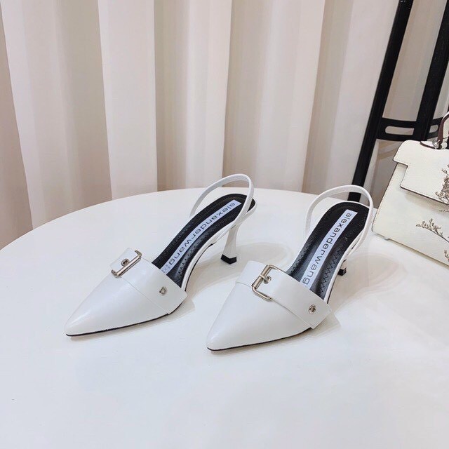Giày Sandal nữ gót 5F bít mũi khoá da mã LM GN00023