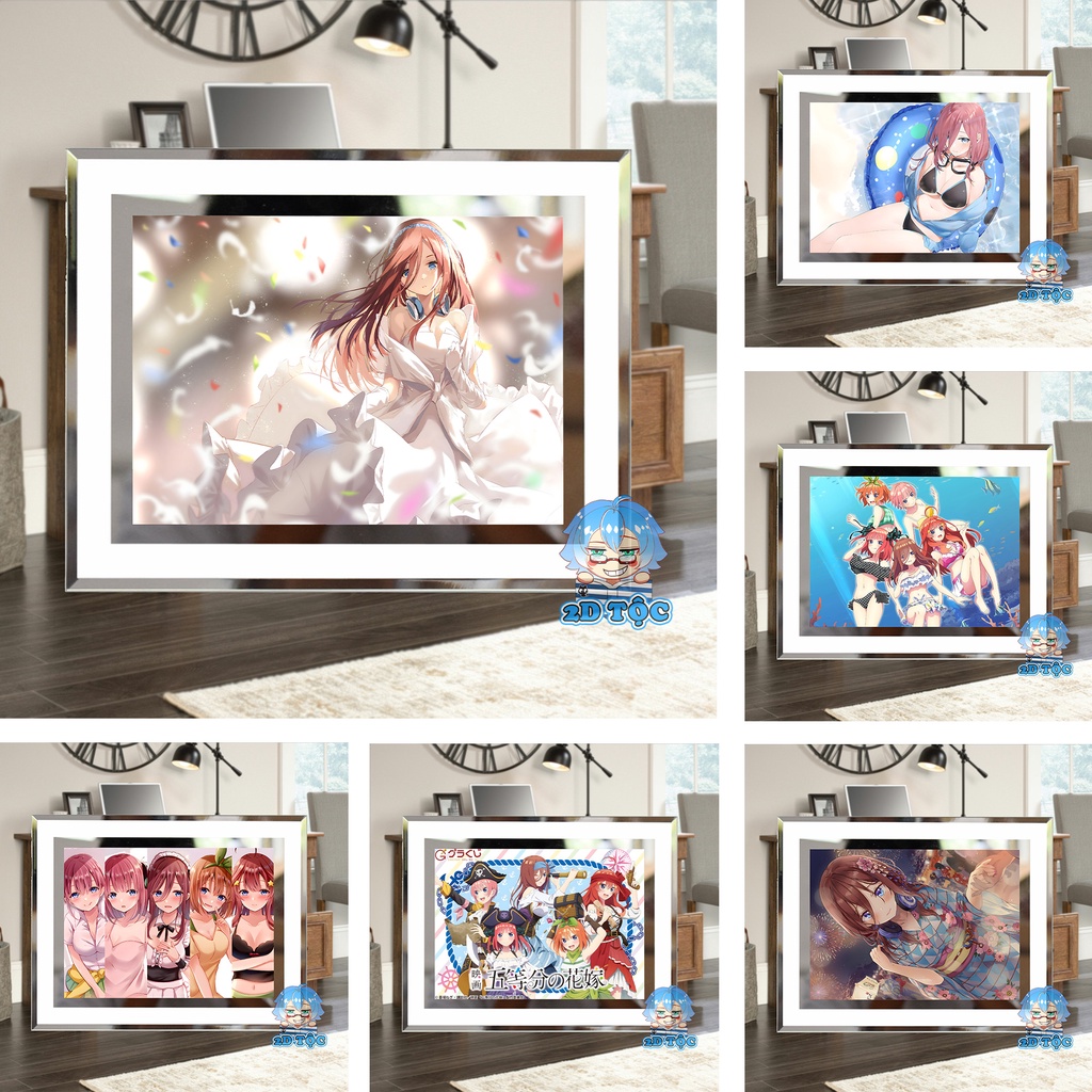 Khung ảnh kính Nakano Miku (8) Anime NHÀ CÓ 5 NÀNG DÂU kích thước A4 A5 13x18 by 2D Tộc Shop