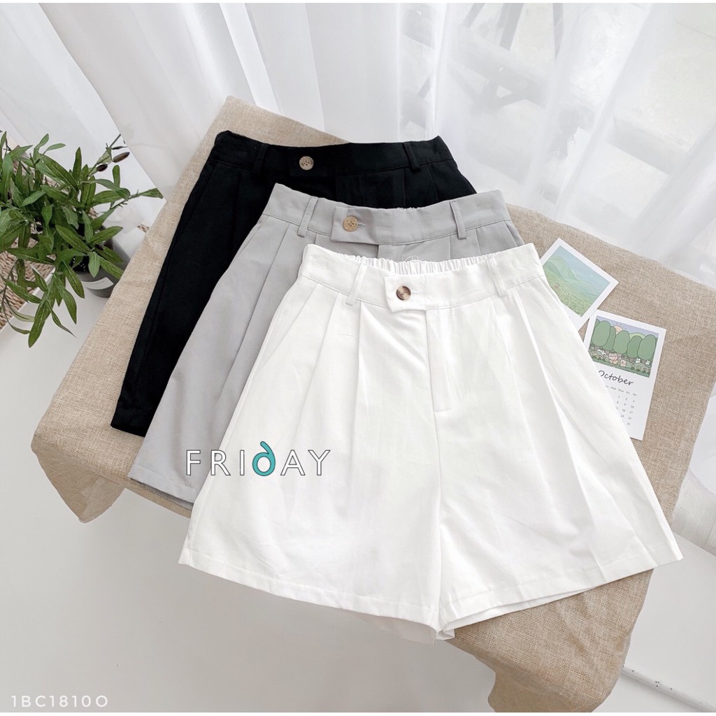 Quần sooc nữ freesize quần short đùi khuy lệch chất thô mêm Friday