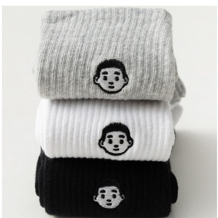 Tất thể thao WAFNHA D238 bằng cotton thêu hình nhân vật hoạt hình thời trang unisex