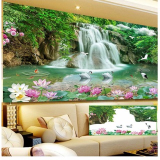Tranh đính đá phong canh lưu thuỷ sinh tài y8082