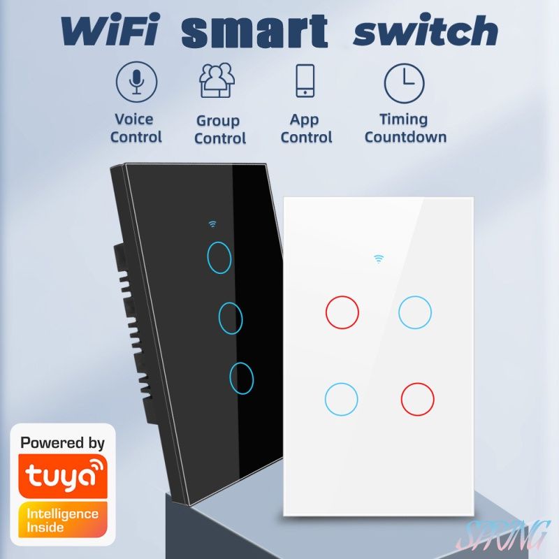 Công tắc cảm ứng thông minh 1/2/3 gang TUYA 120*72mm cho Alexa và Google Home