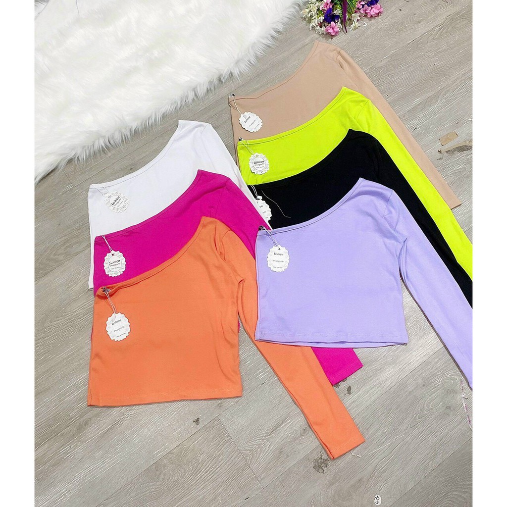 Áo thun nữ hở 1 vai tay dài sexy chất thun borip đẹp ncs