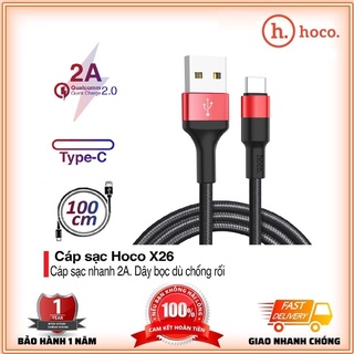 Cáp Sạc Type C💎Sạc Nhanh + CHỐNG ĐỨT💎 Dây Sạc Hoco X26 Chính Hãng Dài 1M - BH 12T (MÀU SẮC NGẪU NHIÊN)