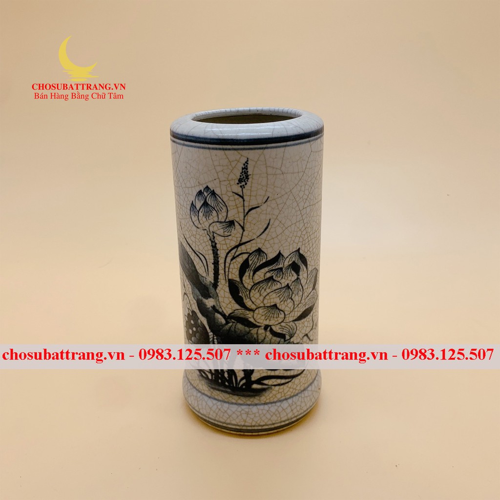 - Ống hương men rạn trơn sen