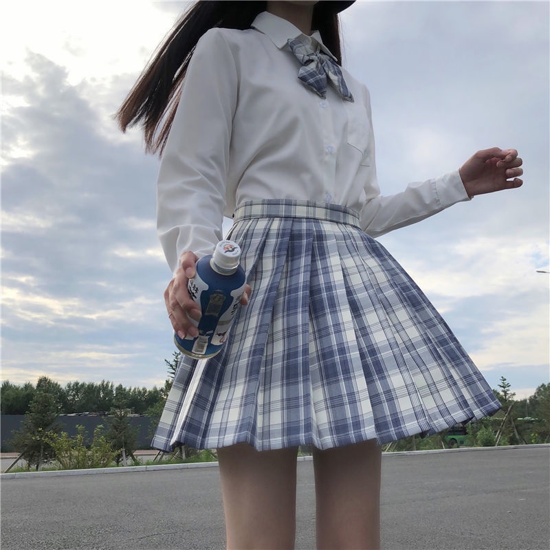 Áo Sơ Mi Đồng Phục Học Sinh Tay Dài Màu Trắng Sữa Phong Cách Nhật Bản