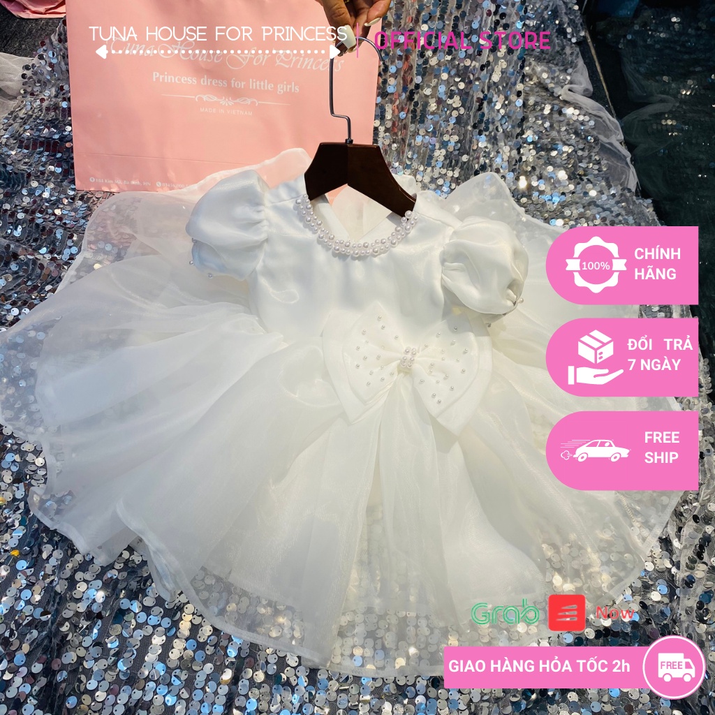 Váy đầm xoè công chúa thiết kế cho bé gái Bunny nơ ngực bồng bềnh - Tuna House For Princess