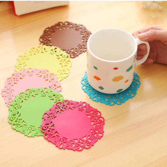 Set 10 Tấm Lót Ly Bằng Silicone Họa Tiết Sang Trọng