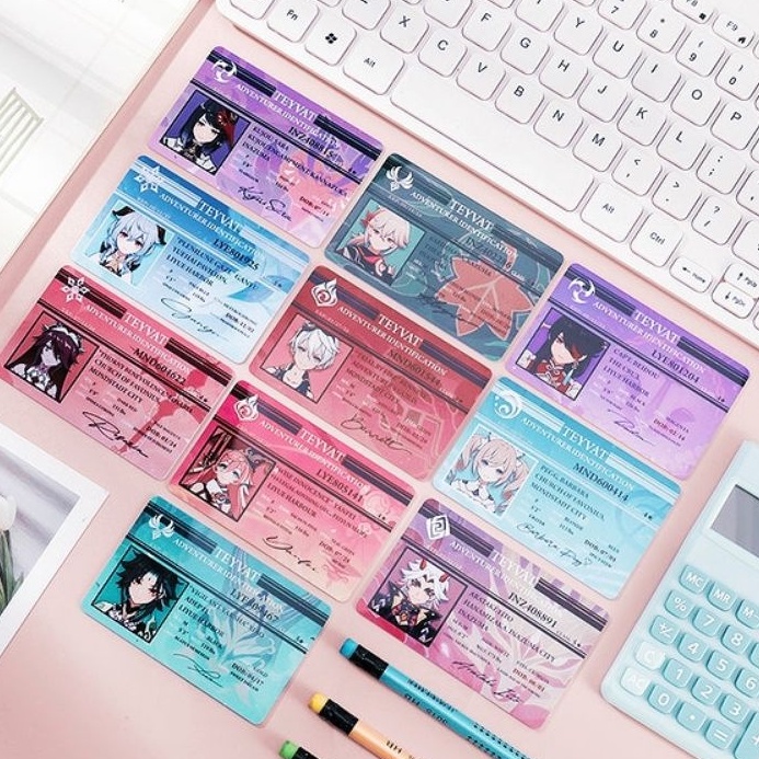 Ảnh ID card danh thiếp nhân vật Genshin Impact (chất liệu Giấy cứng)