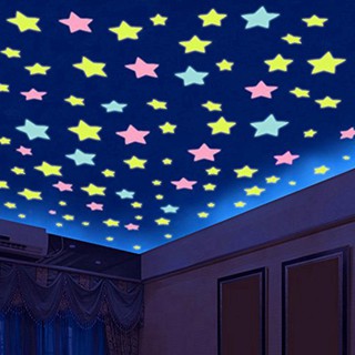 Bộ 100 ngôi sao dạ quang 3d phát sáng trong đêm trang trí phòng ngủ