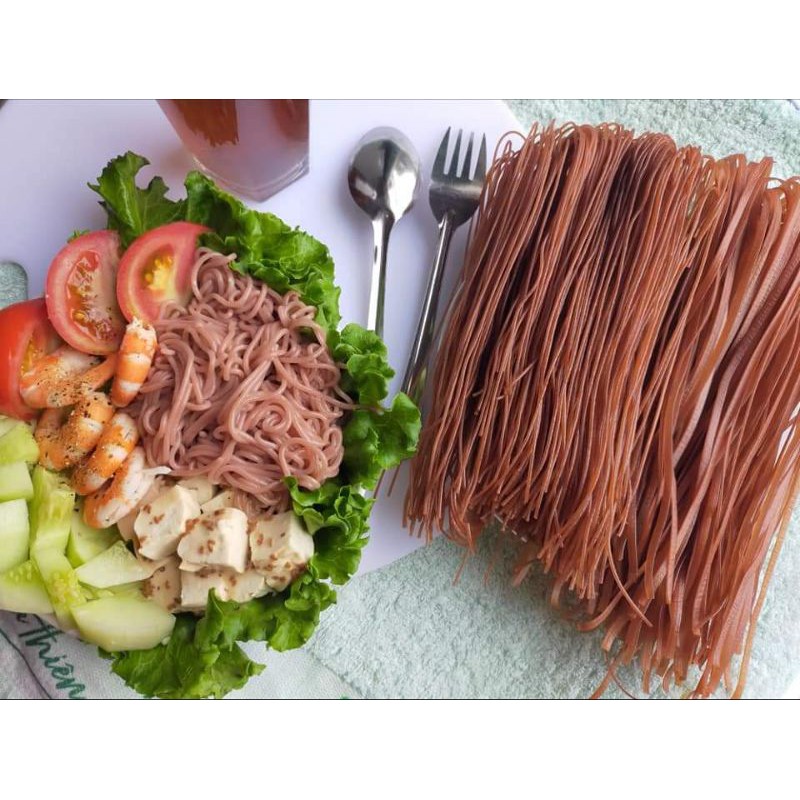 Bộ đôi bún phở gạo lứt đỏ lsmf từ 100% gạo lứt nguyên cám eatclean ăn kiêng giảm cân.