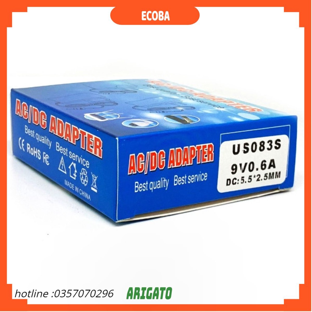 Nguồn 9v 0.6A 1A chân thường 5.5*2.5mm nguồn cắm cho thiết bị Wifi Tplink, - Adapter Tplink, Tenda... SHOP ECOBA