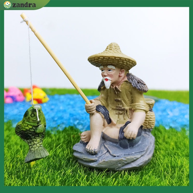 Mô Hình Ông Già Câu Cá Bằng Nhựa Resin Trang Trí Bể Cá