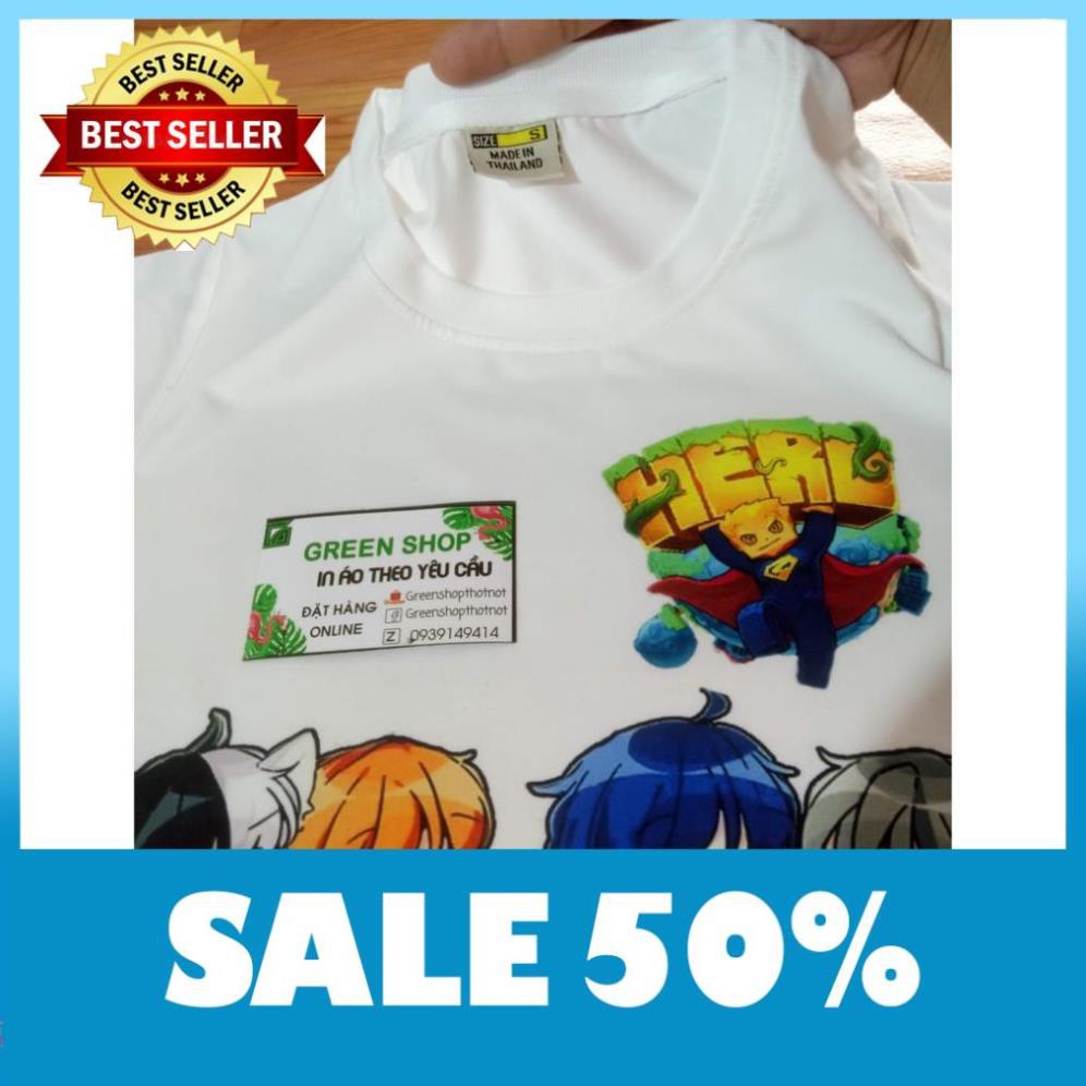 XA KHO - ( ẢNH THẬT ) Áo Thun Hero Team Trắng Vải Cotton Thái co giãn 4 chiều S030 / có size cho trẻ em