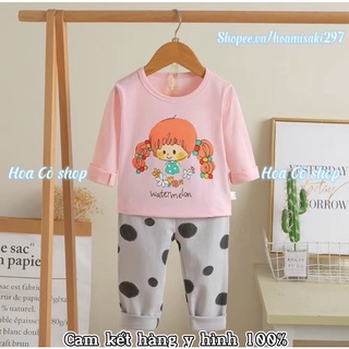 Bộ đồ ngủ dài tay hoạ tiết hoạt hình dễ thương cho bé gái đủ size 7~36kg