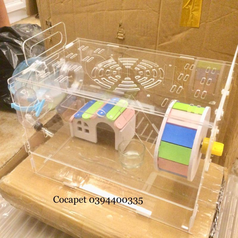 Lồng hamster mica kích thước 30 x 20 x 20 cm