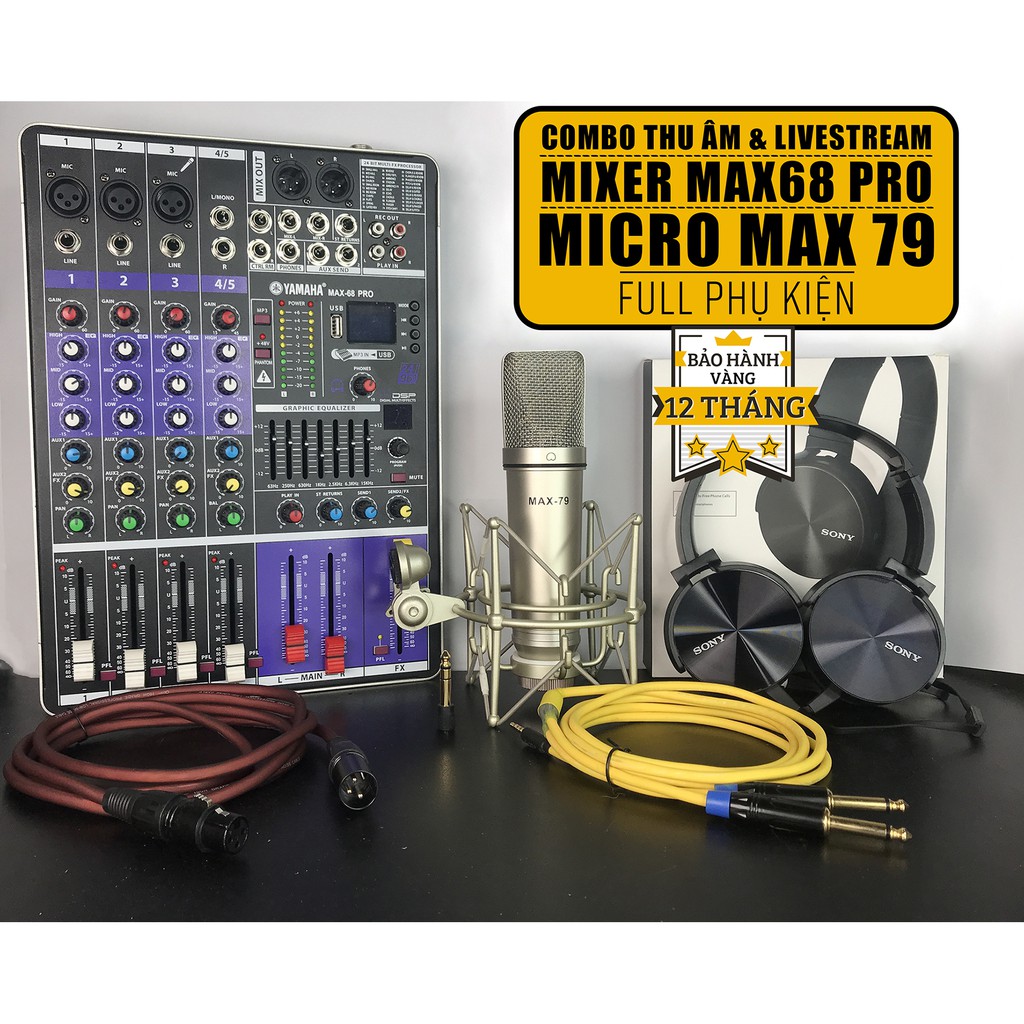 [COMBO FULL PHỤ KIỆN] Mixer Max68 Pro - Micro thu âm Max79 combo thu âm &amp; live stream kèm quà tặng hấp dẫn