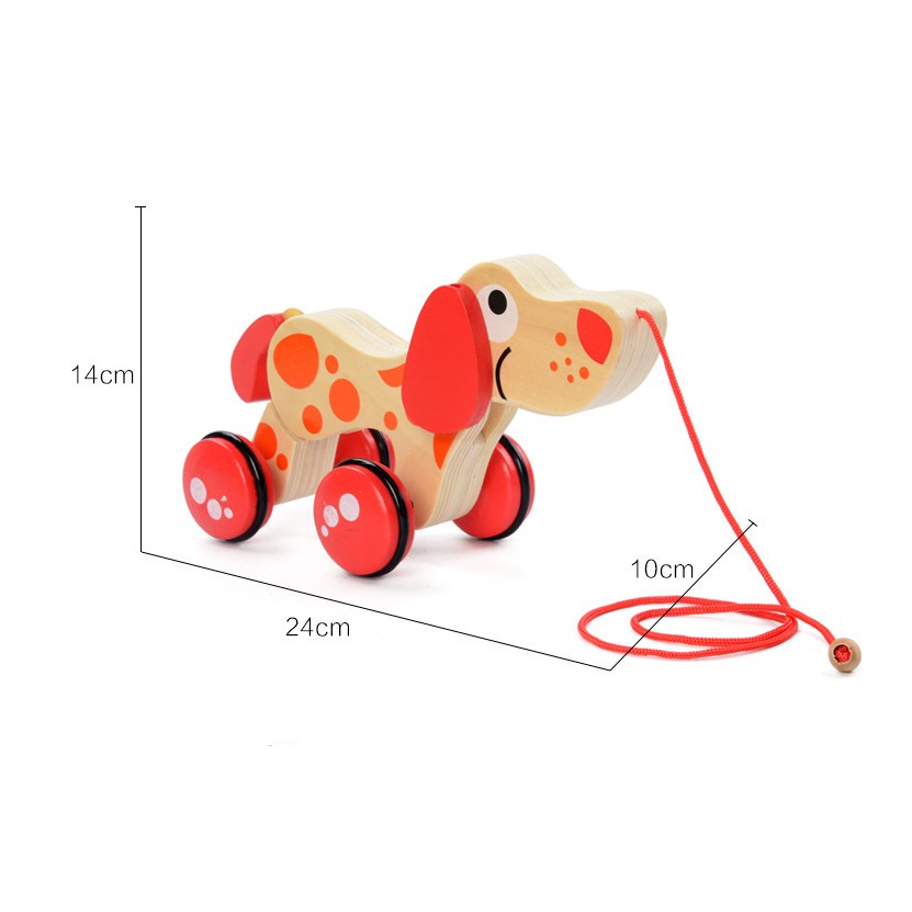 Đồ chơi xe kéo gỗ chú chó, cá sấu lúc lắc siêu đáng yêu cho bé